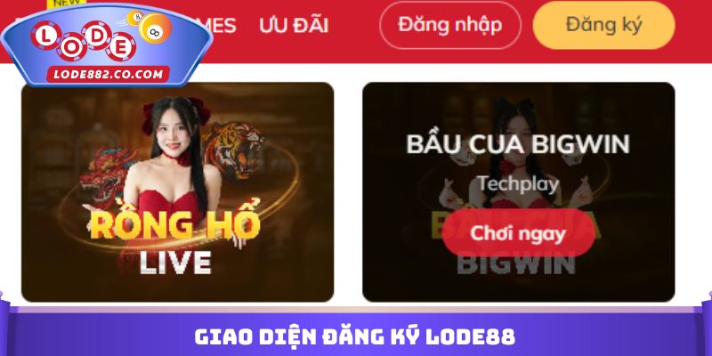 Giao diện đăng ký Lode88