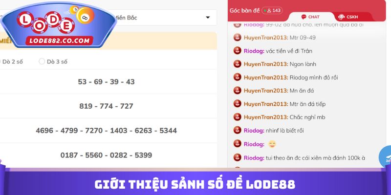Giới thiệu sảnh số đề Lode88