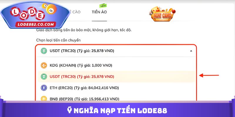 Ý nghĩa nạp tiền Lode88
